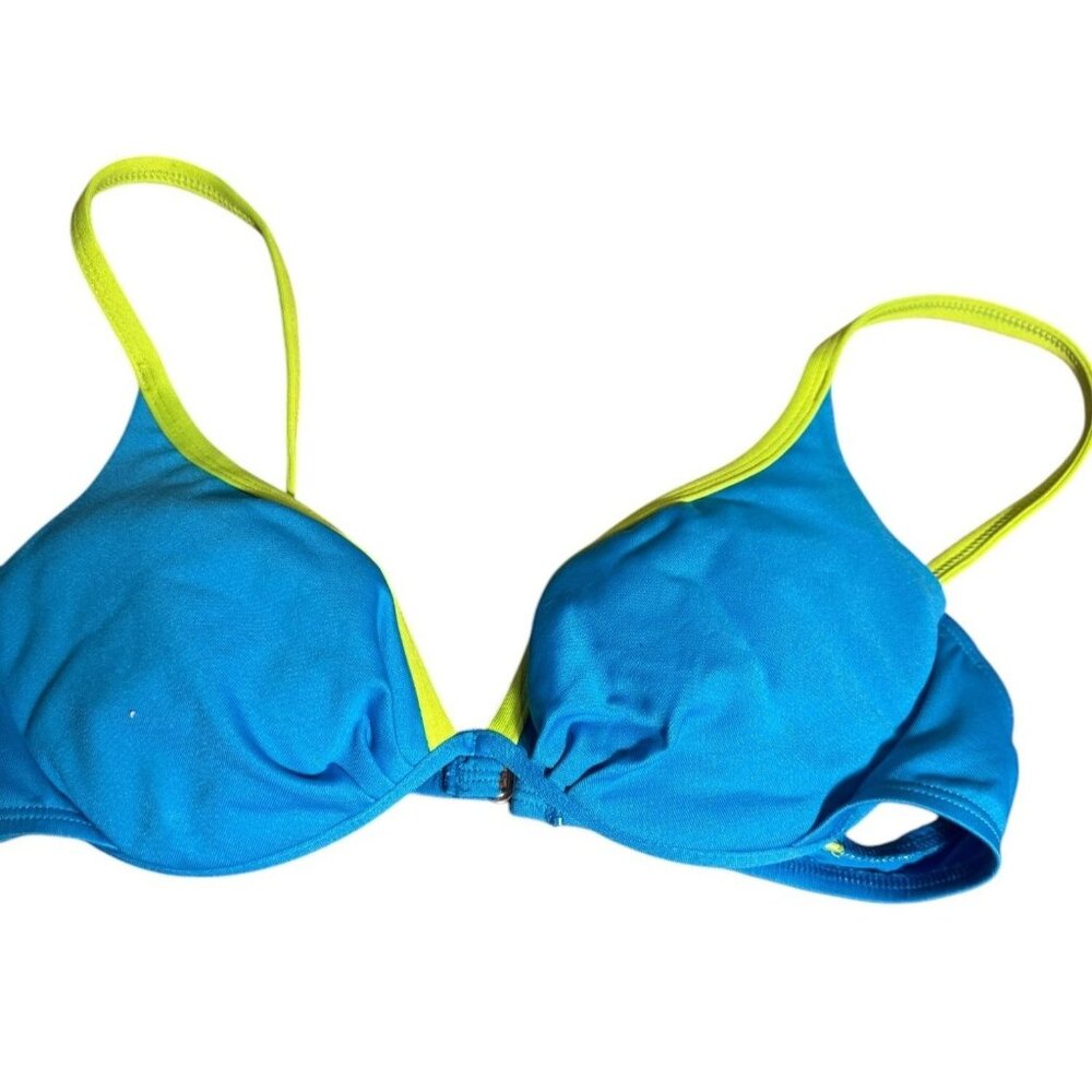 Catalina Blue and Yellow Underwire Shaping Bikini Top Size Medium